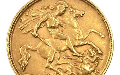 A 22CT GOLD GEORGE V HALF SOVEREIGN, DATED 1906....