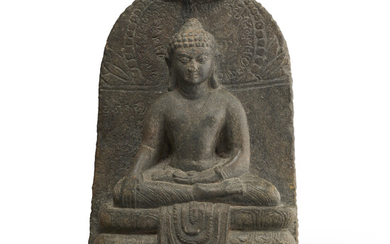 A BLACKSTONE STELE OF BUDDHA NOTHEASTERN INDIA, POSSIBLY ORISSA, 10TH-11TH CENTURY