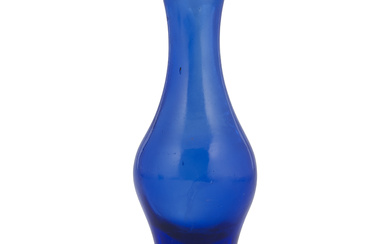 A BLUE GLASS VASE, GANLANPING JIAQING WHEEL-CUT FOUR-CHARACTER MARK WITHIN A SQUARE AND OF THE PERIOD (1796-1820)