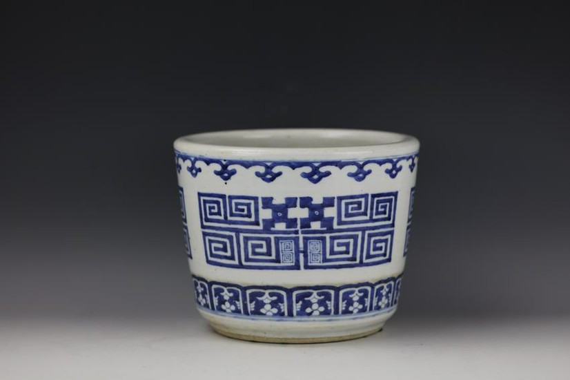 A Blue and White Dragon Pattern Flower Pot