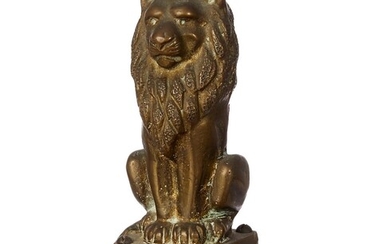 A CAST IRON LION STATUETTE, BY MILNE BROTHERS, SYDNEY