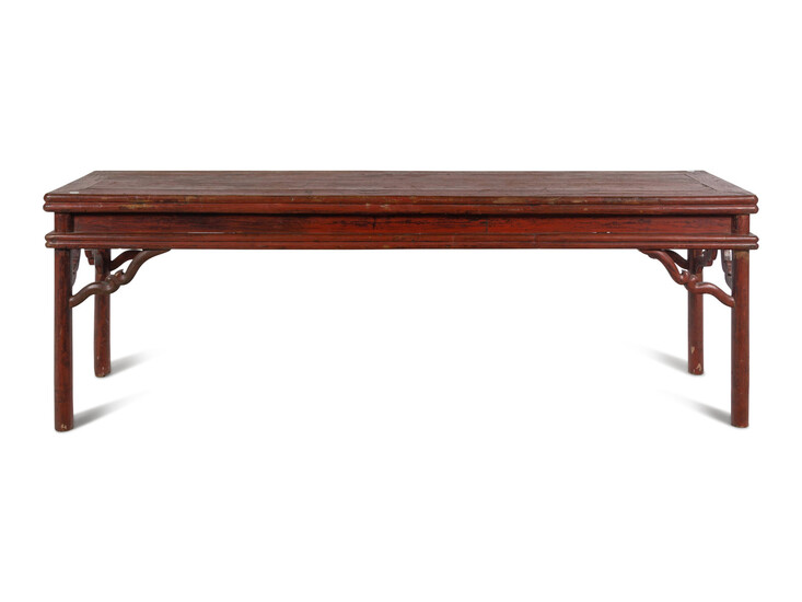 A Chinese Hardwood Altar Table with Remnants of Red Pigment