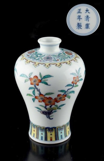 A Chinese doucai meiping, painted with flowers & lingzhi,...