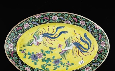 A Chinese famille rose 'double phoenix' plate, Republic period