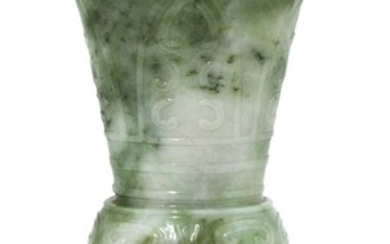A Chinese jade gu vase