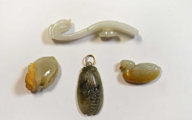 A Chinese white jade belt hook in archaic style, Qing Dynasty