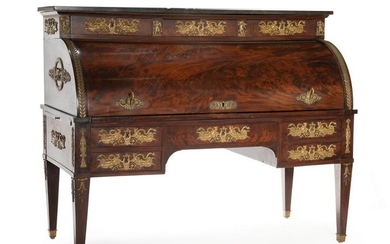A French Empire-style gilt-bronze mounted cylinder desk