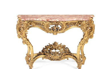 A French late 19th century carved giltwood console table