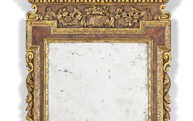 A GEORGE II BURR-WALNUT AND PARCEL-GILT GIRANDOLE MIRROR CIRCA 1745