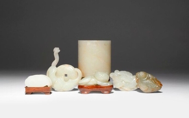 A GROUP OF SEVEN CHINESE JADE ITEMS 18TH/19TH CENTURY Comprising:...