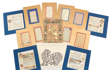 A GROUP OF TWENTY-ONE CALLIGRAPHIC PANELS, IRAN AND INDIA, 16TH-20TH CENTURY
