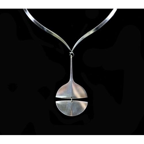 A Georg Jensen sterling silver drop pendant, no. 144, togeth...