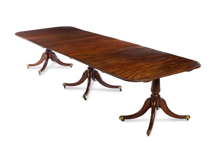A George III Style Mahogany Triple-Pedestal Dining Table
