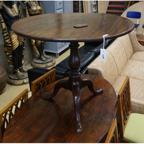 A George III circular tilt top tripod tea table, diameter 86...