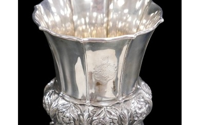A George IV silver baluster form vase, with flared rim and a...