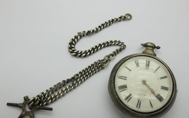 A Georgian Hallmarked Silver Cased Pair Case Pocket Watch, t...