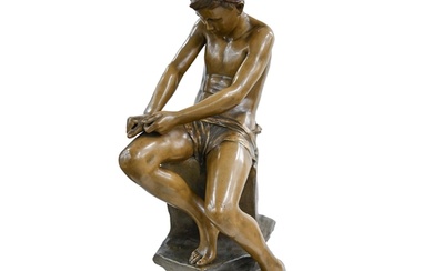 A Goldscheider bronze painted and gilt terracotta figure of ...