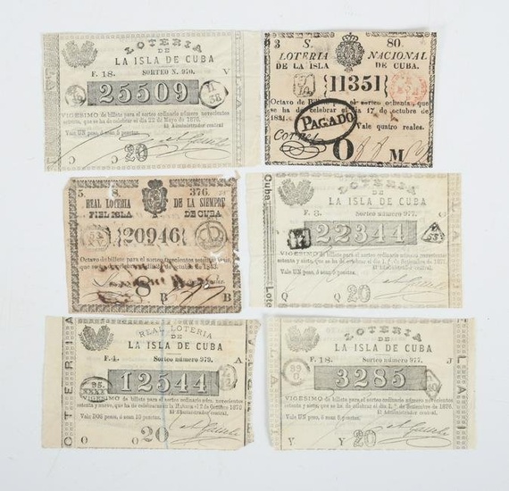 A Group of 19th c. Cuban Lottery Tickets