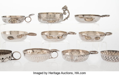 A Group of Ten Continental Silver Wine Tasters (18th-19th century)