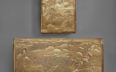 A LACQUER WRITING BOX (SUZURIBAKO) AND MATCHING WRITING TABLE (BUNDAI) EDO PERIOD (19TH CENTURY)