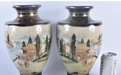 A LARGE PAIR OF LATE 19TH CENTURY JAPANESE MEIJI PERIOD SATS...
