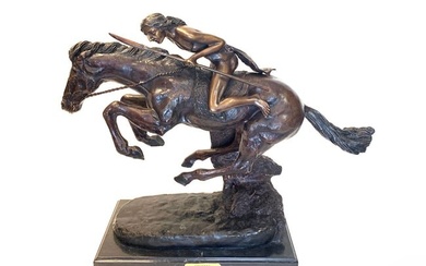 A Large Remington Patina-ted Bronze Statue