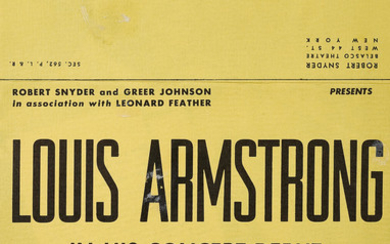 A Louis Armstrong Carnegie Hall Concert Handbill For "His Concert Debut"