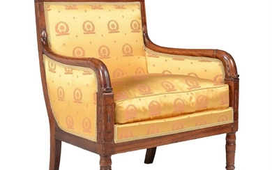 A Louis Philippe mahogany and upholstered marquise or armchair