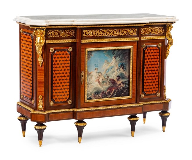 A Louis XVI Style Gilt Bronze Mounted Cabinet