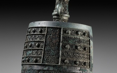 A MINIATURE ARCHAIC BRONZE BELL, YONG, WARRING STATES PERIOD