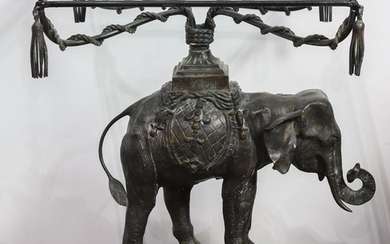 A Maitland-Smith bronze elephant occasional table