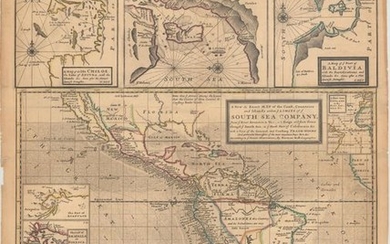 "A New & Exact Map of the Coast, Countries and Islands Within ye Limits of ye South Sea Company...", Moll, Herman