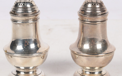 A PAIR OF EDWARD VIII SILVER PEPPERETTES.