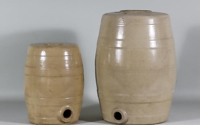 A Pair of English Lead-Glazed Barrels of Conventional Type,...
