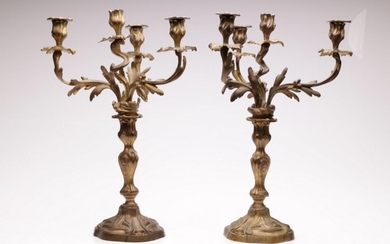 A Pair of French Gilt Metal Candelabra (H48cm)