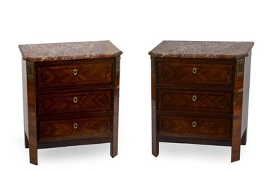 A Pair of Louis Philippe Parquetry Petite Commodes