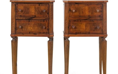 A Pair of Louis XVI Provincial Style Inlaid Walnut Side