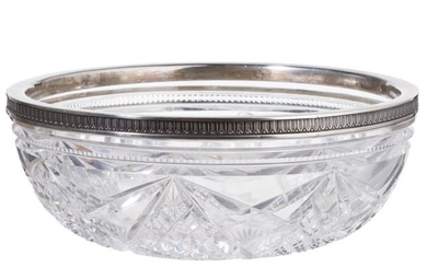 A Russian silver-mounted glass bowl, St. Petersburg, 1908-17