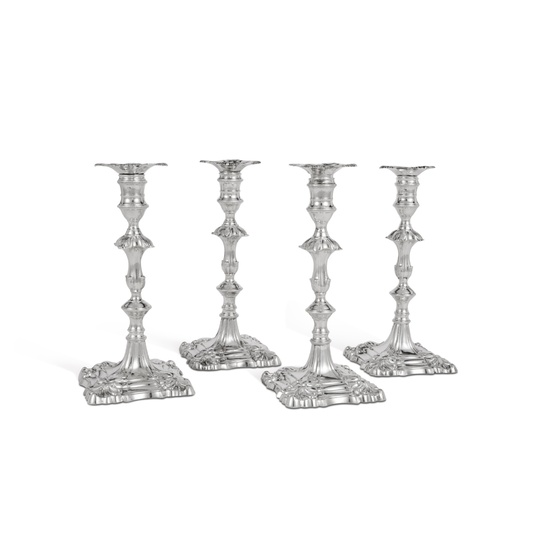 A Set of Four George II Silver Candlesticks, William Cafe, London, 1758