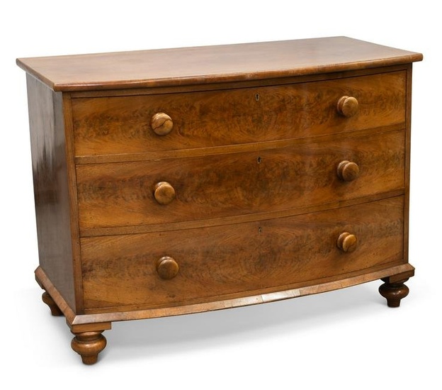 A VICTORIAN MAHOGANY BOW-FRONT CHEST OF DRAWERS