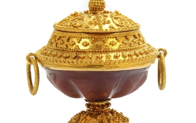 A Victorian Archeological Revival gold urn form vinaigrette c.1870