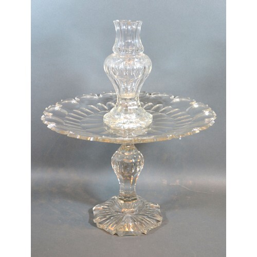 A Victorian Cut-Glass table centre with circular shaped dish...