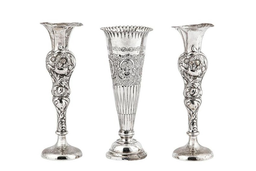 A Victorian sterling silver vase, London 1895 by Walter
