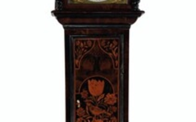 A QUEEN ANNE WALNUT, MACASSAR EBONY, OYSTER-VENEERED FLORAL MARQUETRY TALL CASE CLOCK, EARLY 18TH CENTURY, DIAL SIGNED JOSEPH KNIBBS