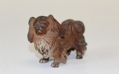 A cold painted bronze Pekingese dog, standing four square with...