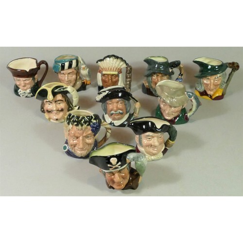 A collection of eleven Royal Doulton miniature Toby jugs, to...