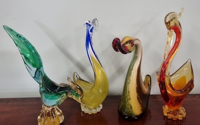 A good quantity of large Art Glass Birds possibly Murano.