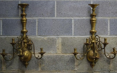A large pair of brass sconces 82 x 58cm (2)