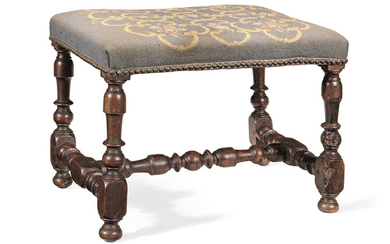 A late 17th century walnut and upholstered stool, Franco-Flemish, circa 1690