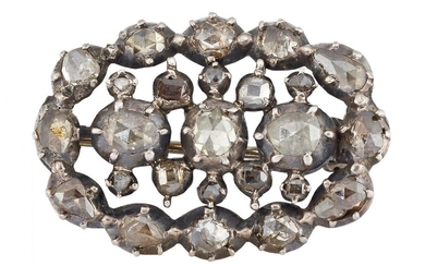 A late 18th century diamond brooch, of oval openwork design...